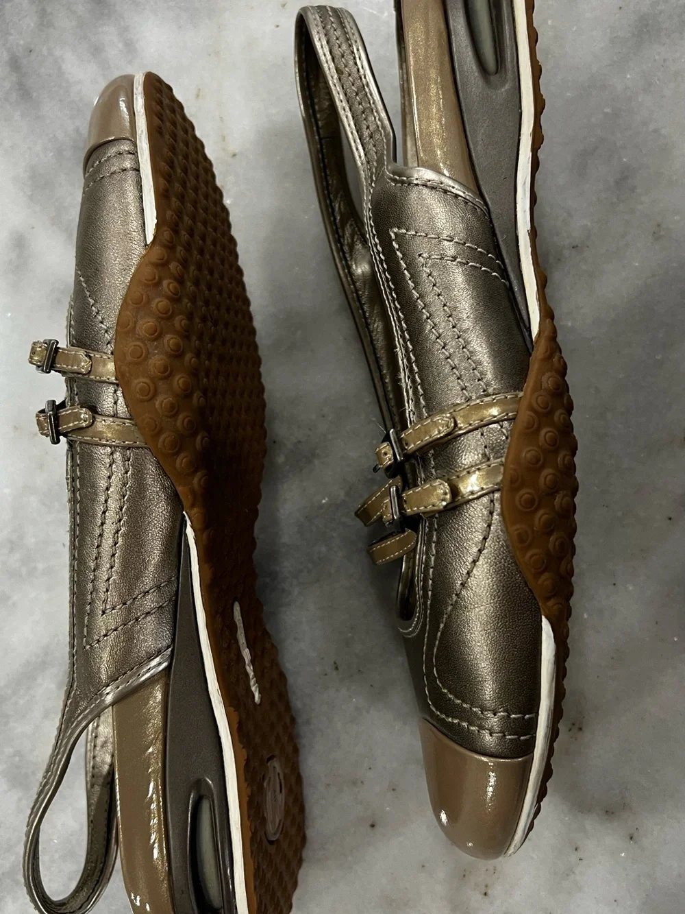Nike Air Cole Haan Metallic Bronze Slingback Flats Double Strap Mary Jane